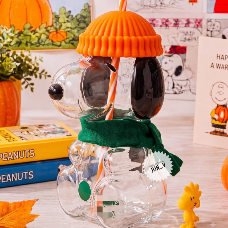 🥤 FALL FAVORITE | Cute Character Cold Cup – 3D Glass Tumbler with Straw for Iced Coffee, Matcha & Cold Drinks