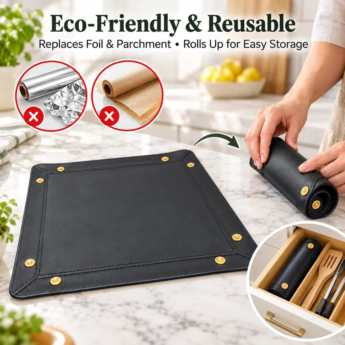 🔥HOT SALE 50% OFF - 🧀 Snap-Corner Non-Stick Silicone Baking Mat