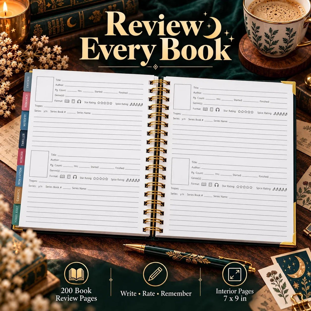Midnight Study Hardcover Reading Planner for Book Lovers🌟Buy 3 Free Shipping