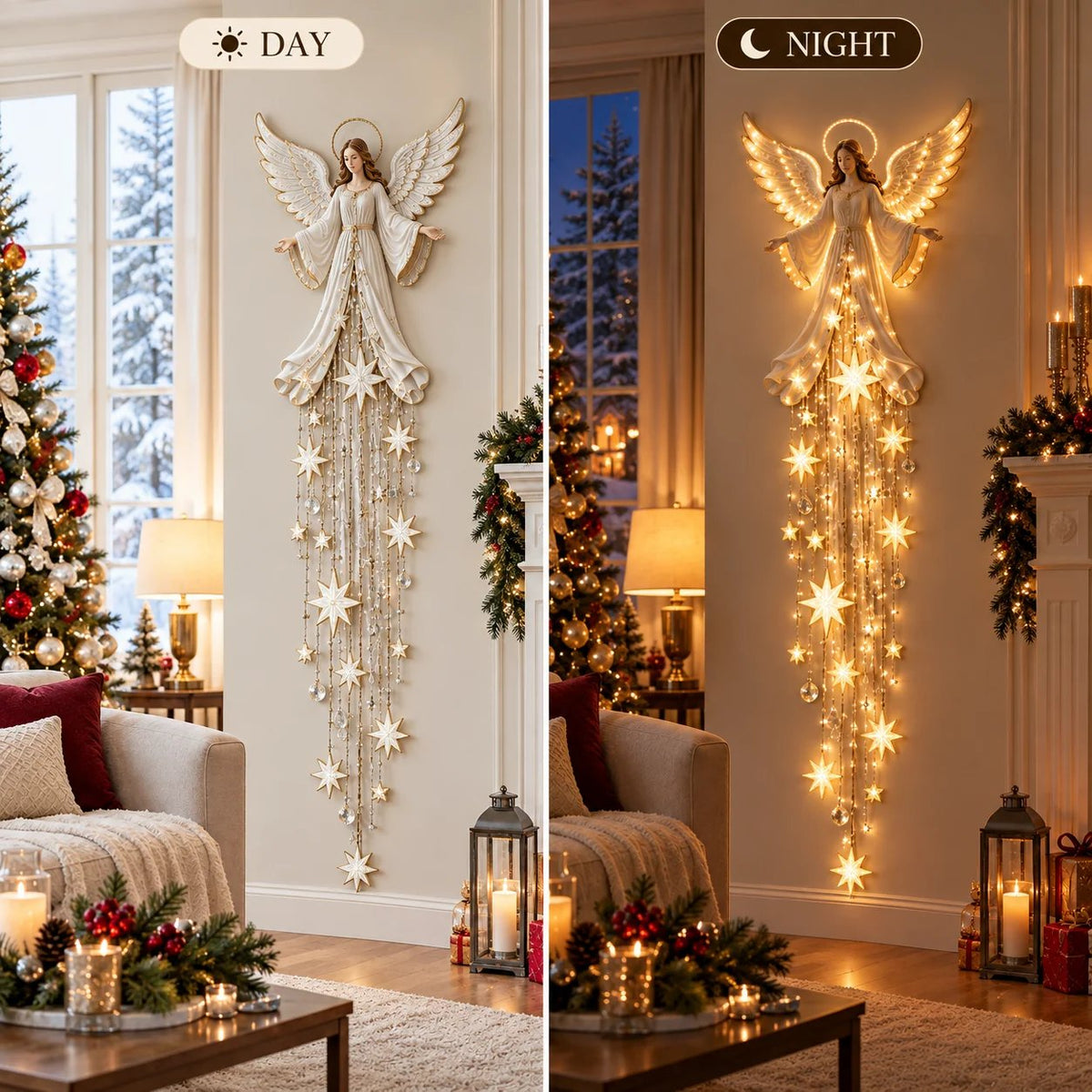 🔥 Last Day 50% OFF✨ Angel Blessing Starfall Wall Light – Bring Heaven Home for Christmas