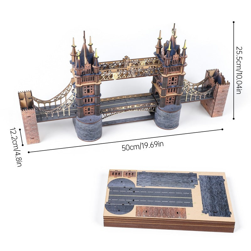 🏰 London Tower Bridge 3D Wooden Puzzle Kit | DIY Plymagic Assembly Model | 49% OFF | Gift for Architecture Lovers 🧩✨