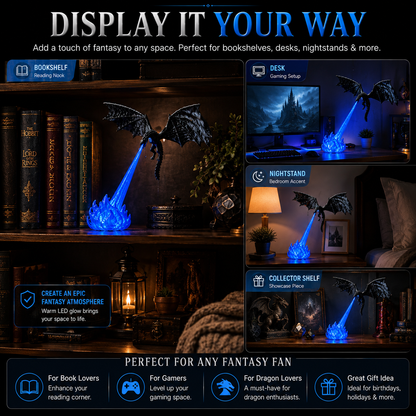 🐉 Fire-Breathing Dragon Book Nook Light – LED Fantasy Bookshelf Decor ✨