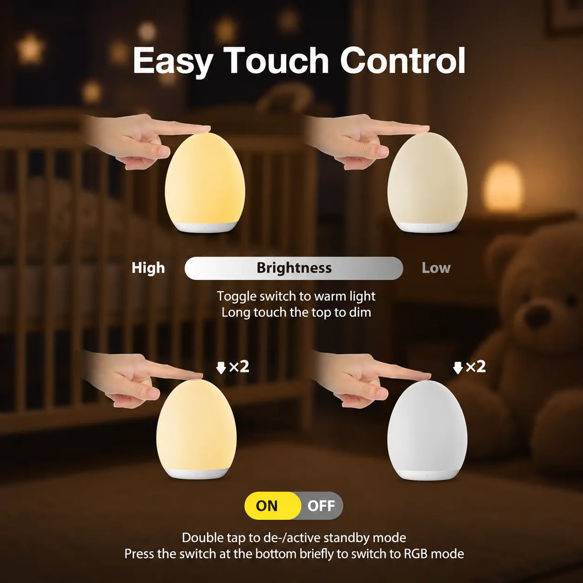 👶🌙Rechargeable Baby Night Light – Soft 7-Color Glow for Nursery & Bedtime