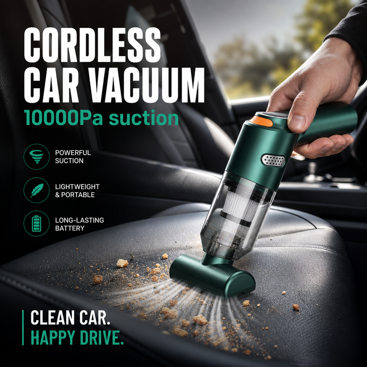 🚗 Cordless Handheld Car Vacuum Cleaner - 10000PA Suction Portable Dust Buster 🧹
