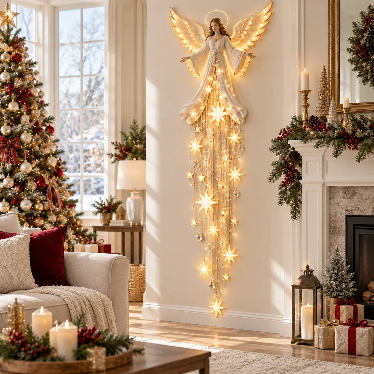 🔥 Last Day 50% OFF✨ Angel Blessing Starfall Wall Light – Bring Heaven Home for Christmas