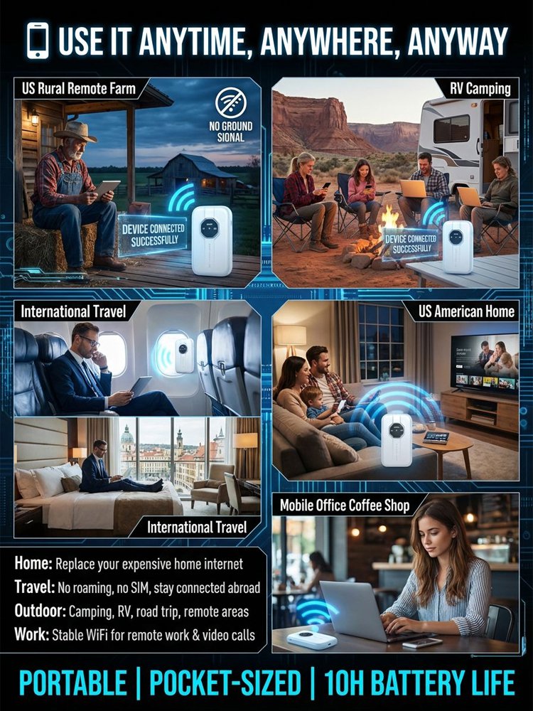 📶 Portable Wi-Fi Router – Travel Hotspot & Multi-Device Connection