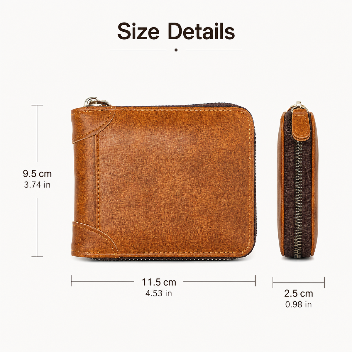 👝 Vintage Zip-Around Men’s Wallet – Compact PU Leather Wallet 🎁