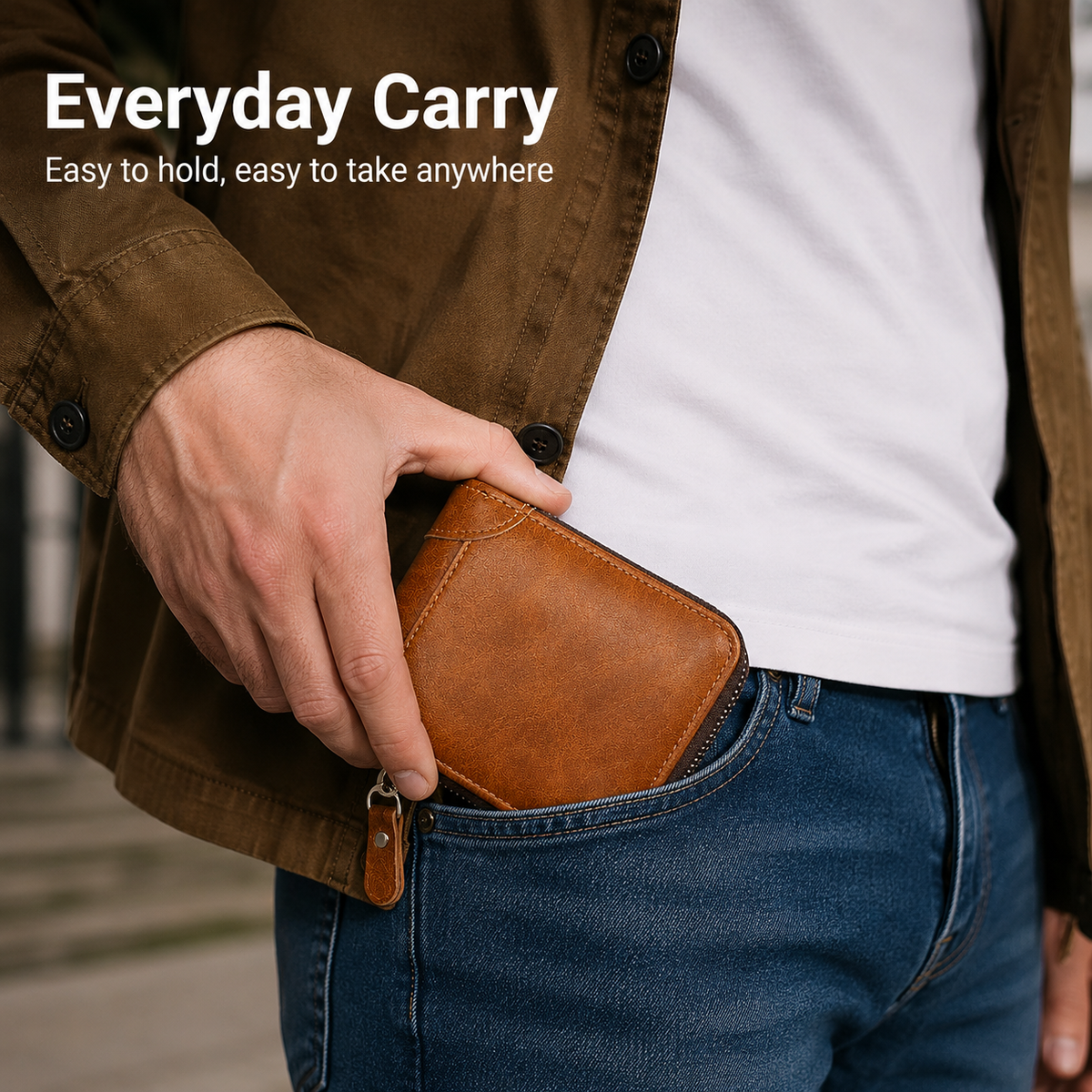 👝 Vintage Zip-Around Men’s Wallet – Compact PU Leather Wallet 🎁