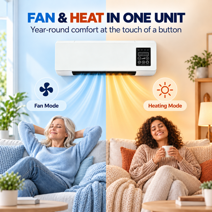 ❄️🔥 2-in-1 Wall-Mounted Cooling & Heating Unit - PTC Ceramic Air Conditioner Fan 🌡️