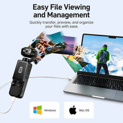 📸 2.5K UHD Pocket Vlogging Camera with 180° Rotating Lens & 32GB Card 🎥