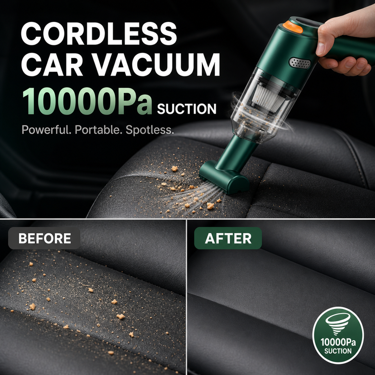 🚗 Cordless Handheld Car Vacuum Cleaner - 10000PA Suction Portable Dust Buster 🧹