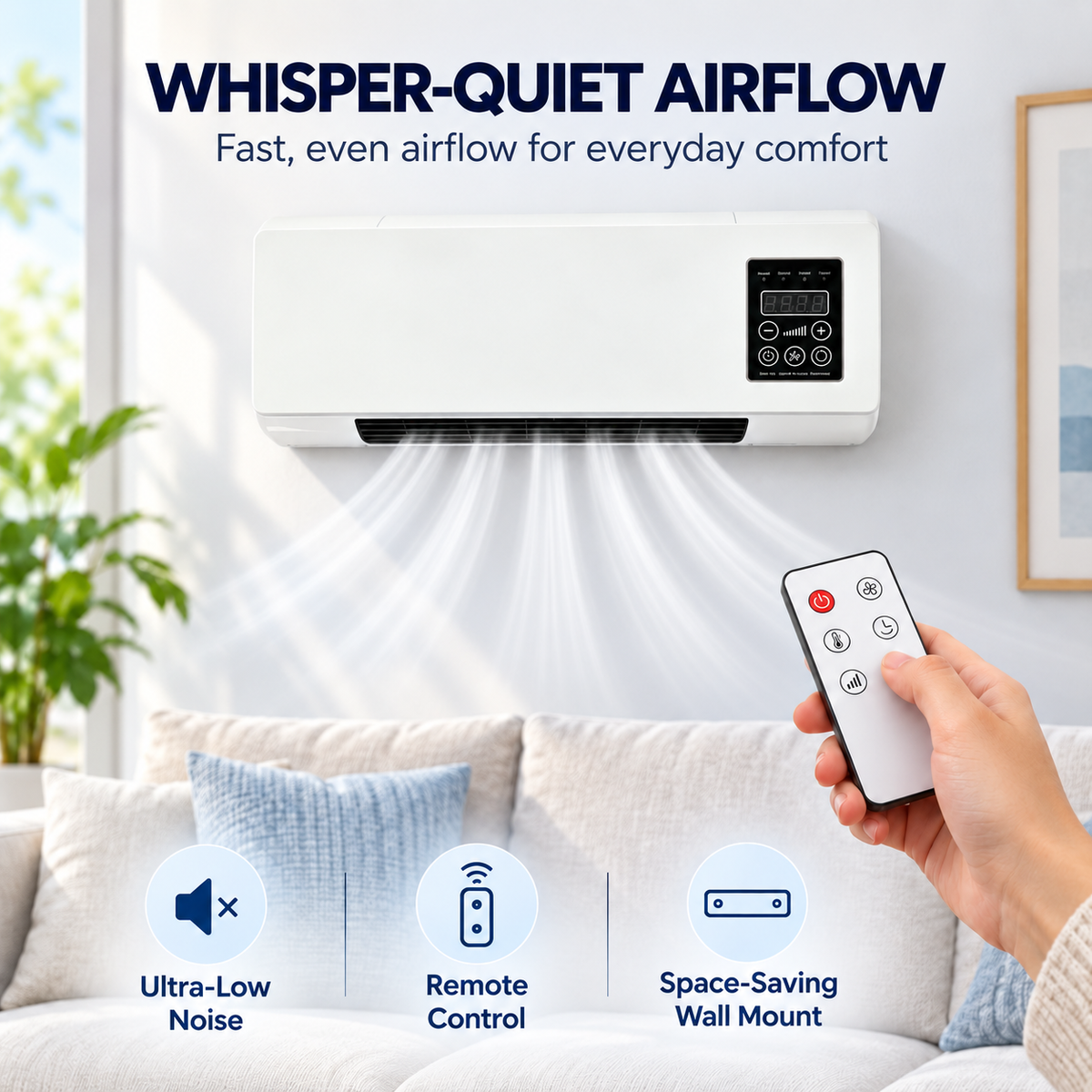 ❄️🔥 2-in-1 Wall-Mounted Cooling & Heating Unit - PTC Ceramic Air Conditioner Fan 🌡️
