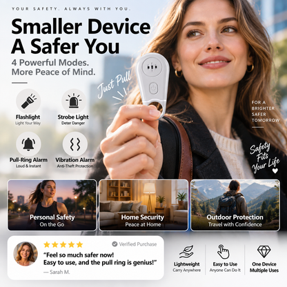 🚨 130dB Personal Safety Alarm & Vibration Sensor - Rechargeable Emergency Siren 🔦