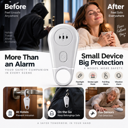🚨 130dB Personal Safety Alarm & Vibration Sensor - Rechargeable Emergency Siren 🔦