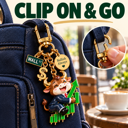 🐂📈  A Little Bull Market Hug – Inspirational Bull Keychain & Message Card Gift Set for Traders and Investors