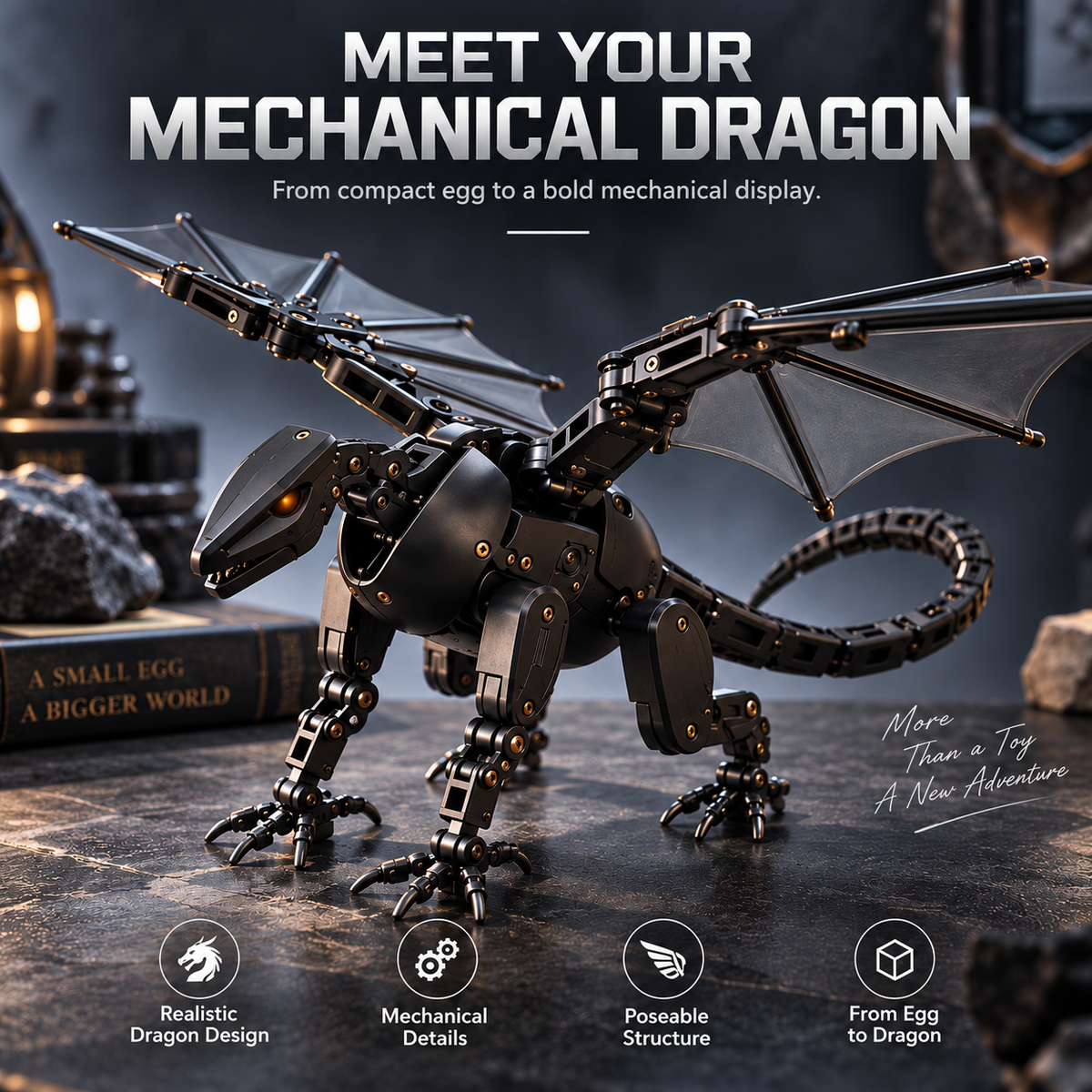 🐉 Mechanical Transforming Dragon Egg Toy - Sci-Fi Mech Dragon