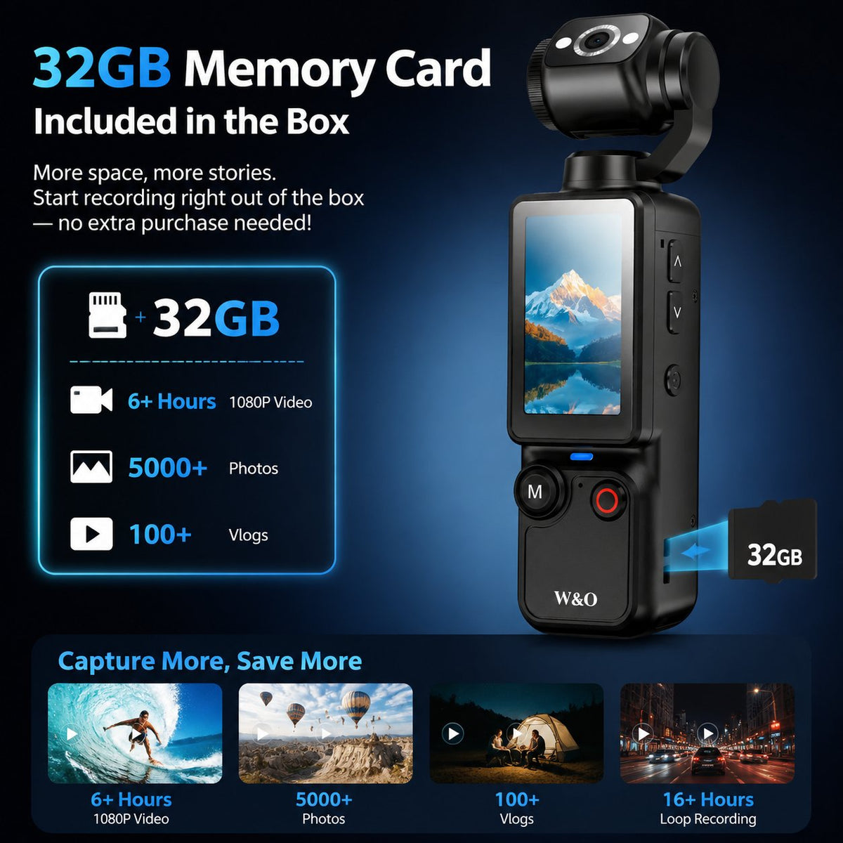 📸 2.5K UHD Pocket Vlogging Camera with 180° Rotating Lens & 32GB Card 🎥