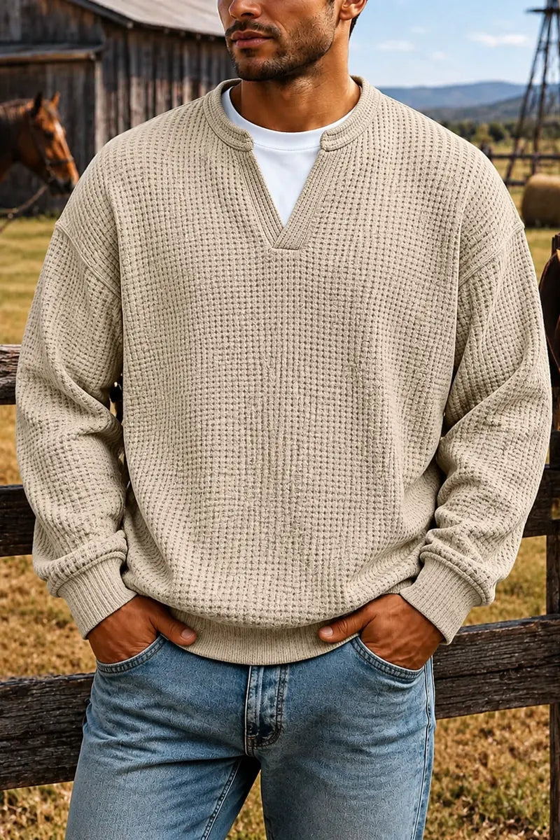 ❄️Men's Comfortable Layering Waffle-Knit T-Shirt/Sweatshirt