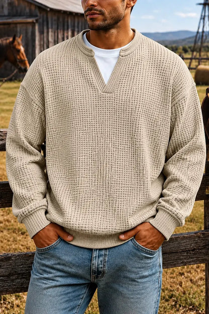 ❄️Men's Comfortable Layering Waffle-Knit T-Shirt/Sweatshirt