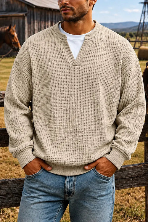 ❄️Men's Comfortable Layering Waffle-Knit T-Shirt/Sweatshirt