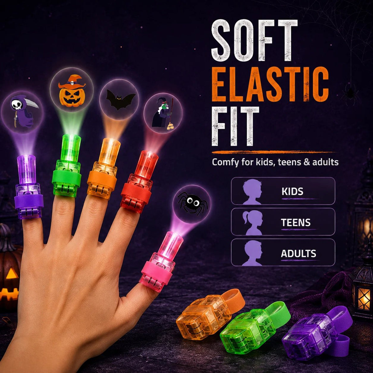 🎃 Halloween Finger Projector Lights – Mini Pattern Projector (36 Pcs)
