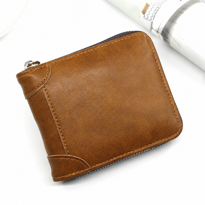 👝 Vintage Zip-Around Men’s Wallet – Compact PU Leather Wallet 🎁