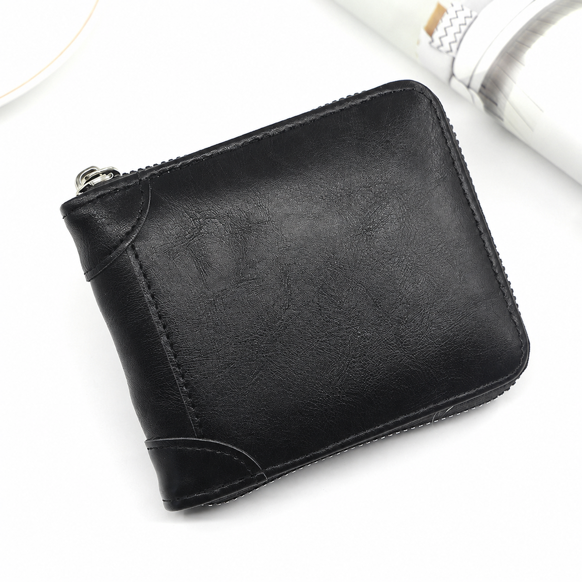 👝 Vintage Zip-Around Men’s Wallet – Compact PU Leather Wallet 🎁