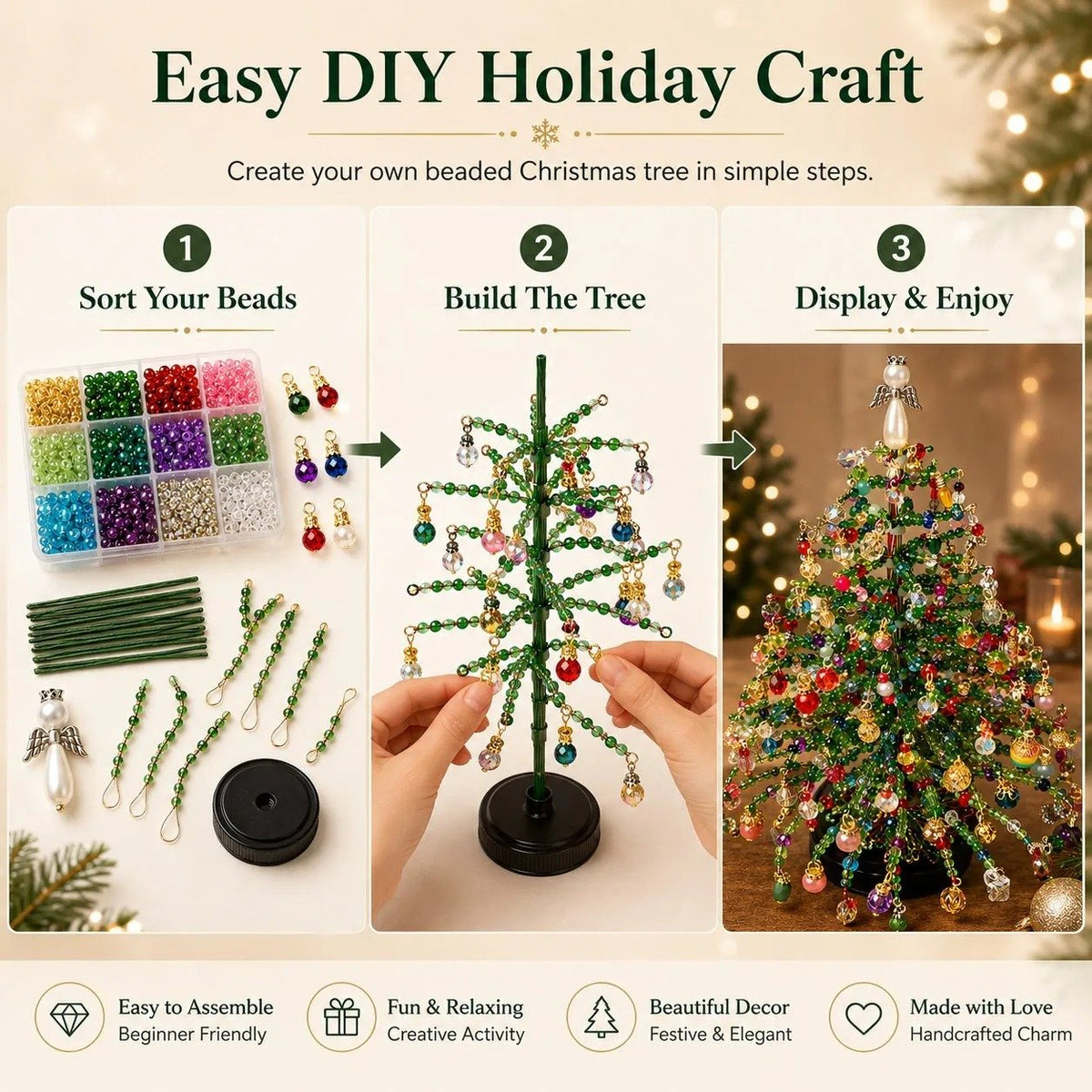 DIY Beaded Christmas Tree Kit |✨ Create A Christmas Memory With Your Own Hands