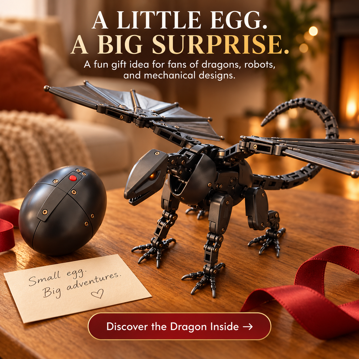 🐉 Mechanical Transforming Dragon Egg Toy - Sci-Fi Mech Dragon
