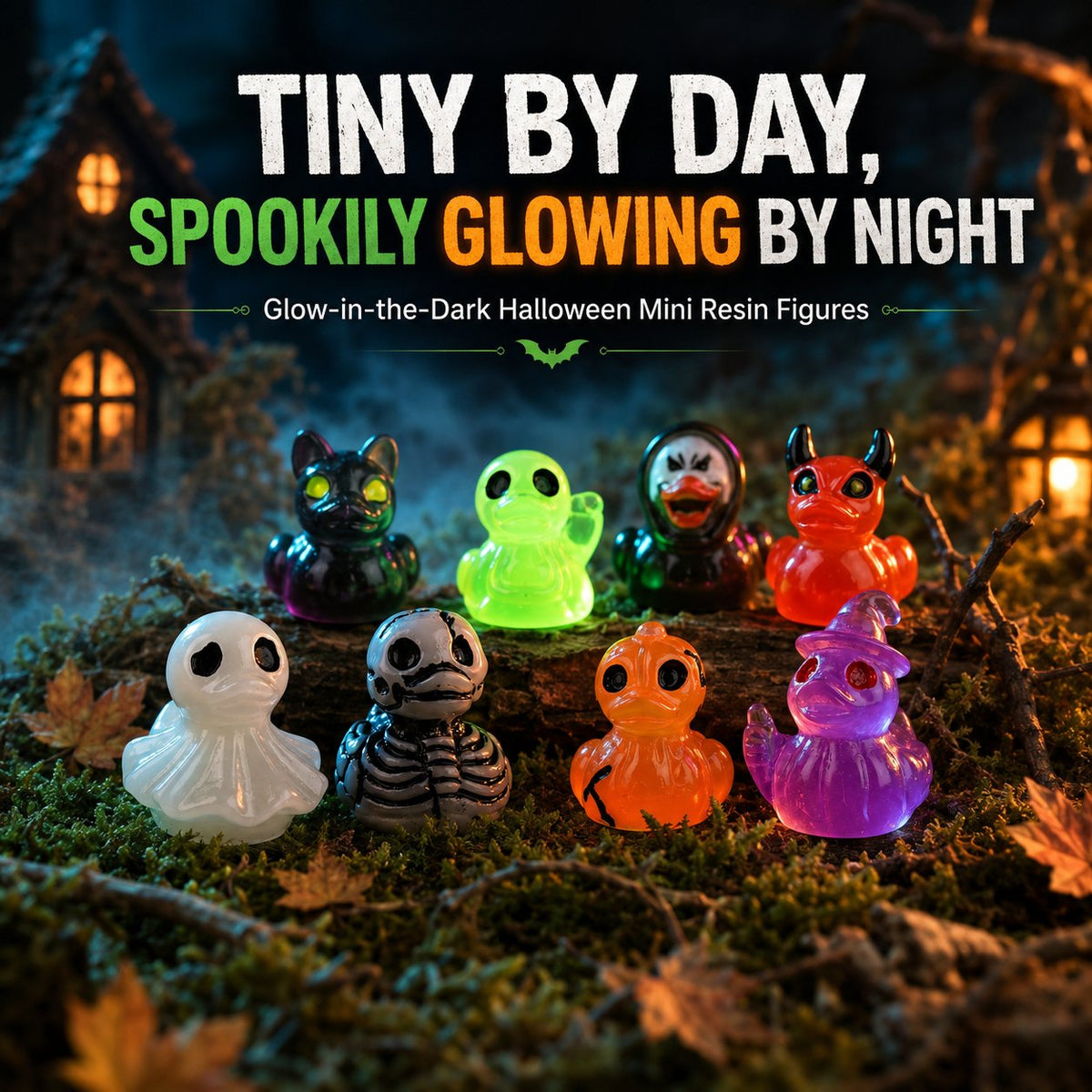 🔥Last Day 50% OFF - 🎃 20PCS Glow-In-Dark Tiny Spooky Resin Decorations
