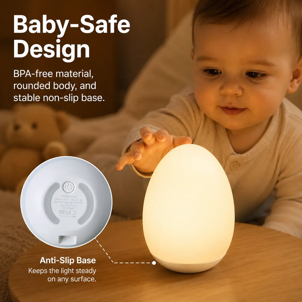 👶🌙Rechargeable Baby Night Light – Soft 7-Color Glow for Nursery & Bedtime