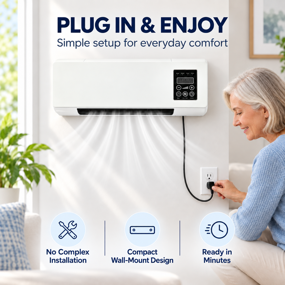 ❄️🔥 2-in-1 Wall-Mounted Cooling & Heating Unit - PTC Ceramic Air Conditioner Fan 🌡️