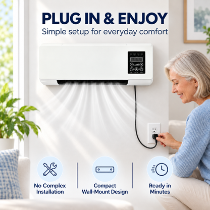 ❄️🔥 2-in-1 Wall-Mounted Cooling & Heating Unit - PTC Ceramic Air Conditioner Fan 🌡️