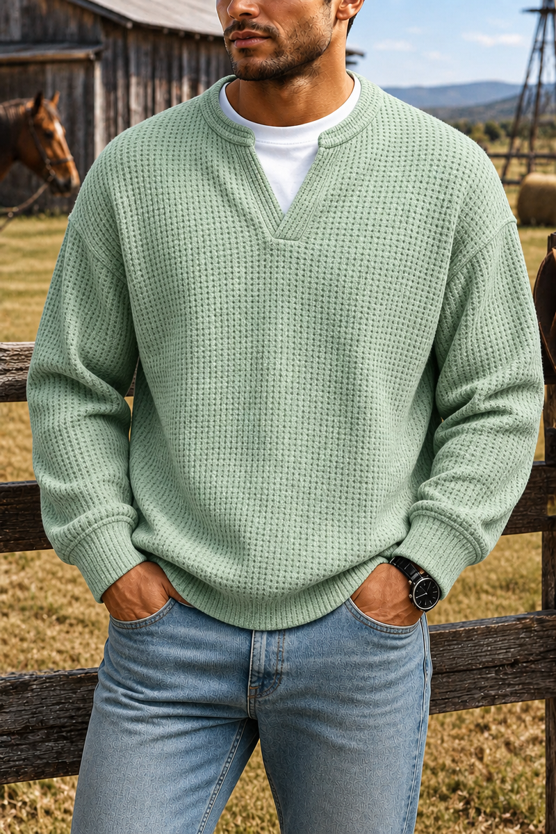 ❄️Men's Comfortable Layering Waffle-Knit T-Shirt/Sweatshirt