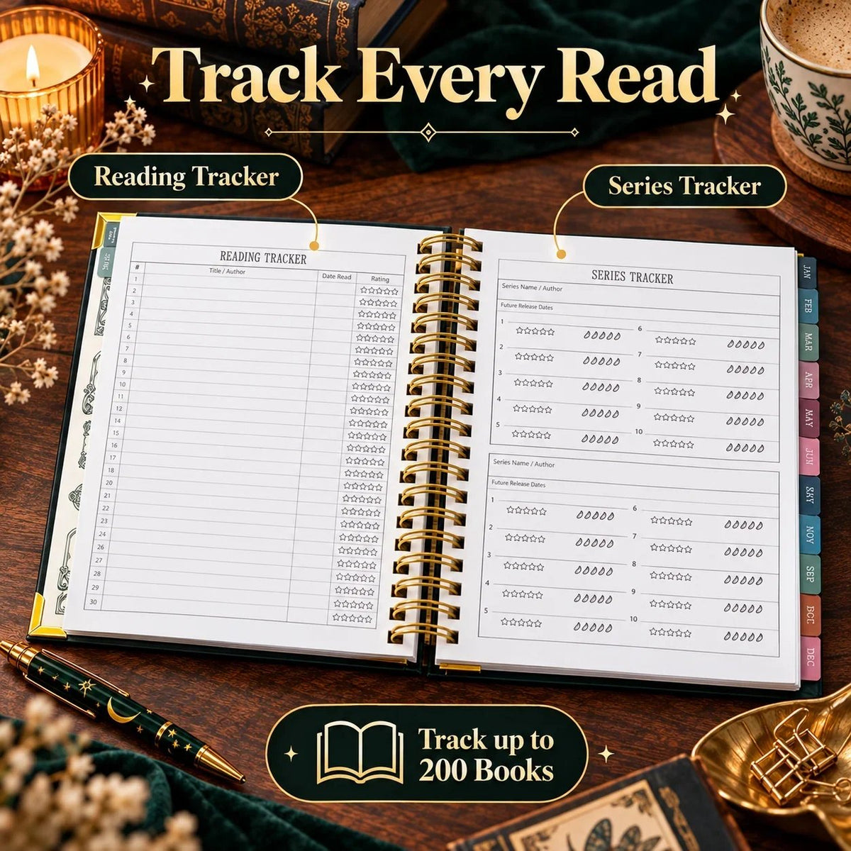 Midnight Study Hardcover Reading Planner for Book Lovers🌟Buy 3 Free Shipping