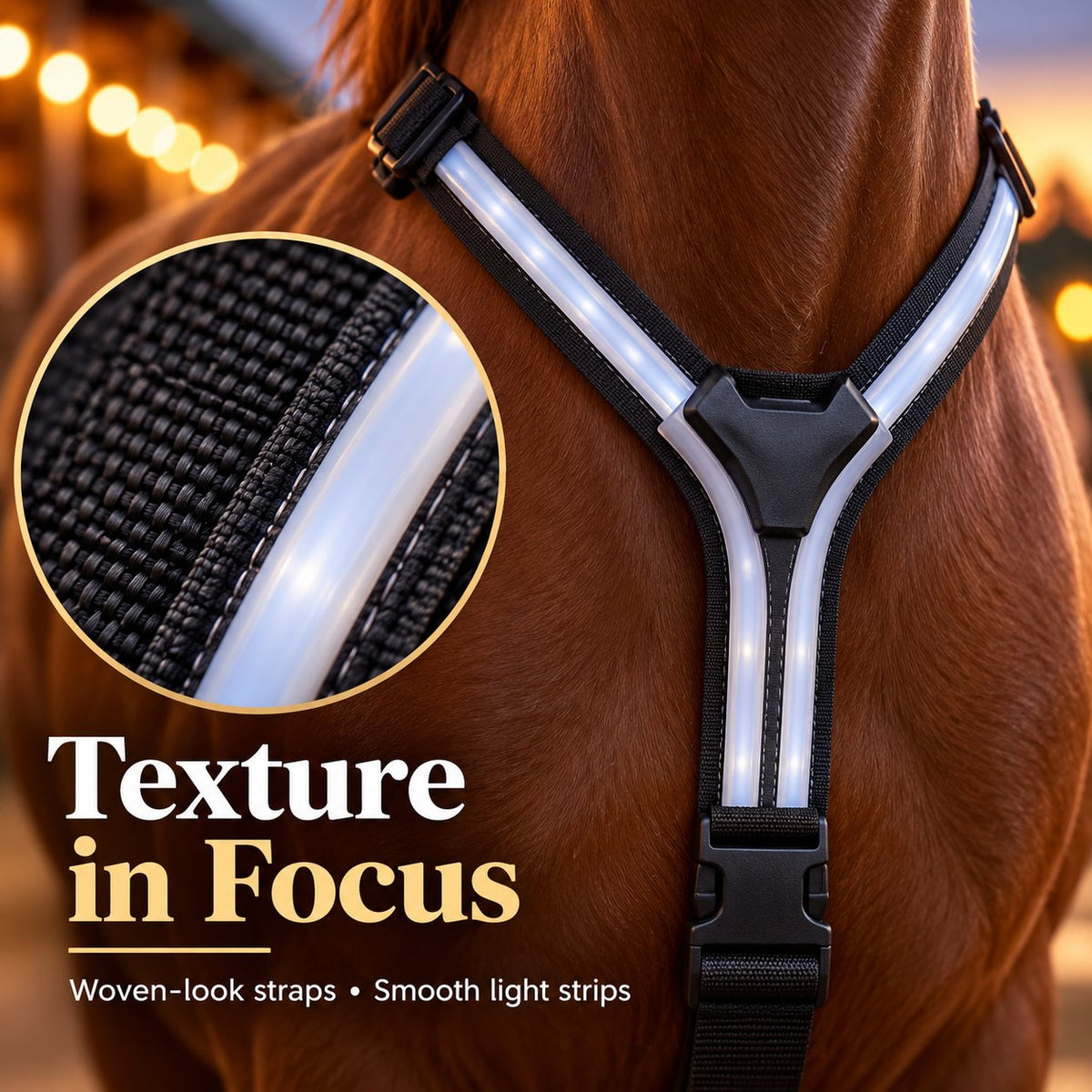 🐴 Full-Set LED Horse Harness Light Kit - Y-Chest Strap, Tail Light & Leg Bands