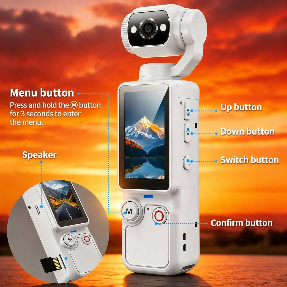 📸 2.5K UHD Pocket Vlogging Camera with 180° Rotating Lens & 32GB Card 🎥