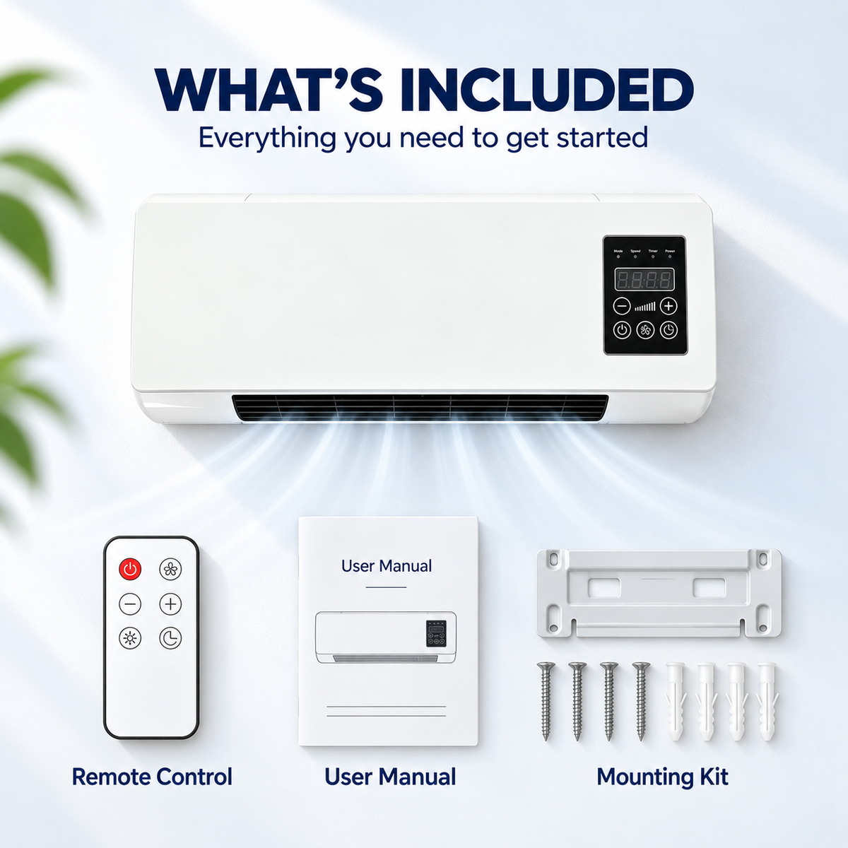 ❄️🔥 2-in-1 Wall-Mounted Cooling & Heating Unit - PTC Ceramic Air Conditioner Fan 🌡️