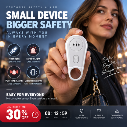 🚨 130dB Personal Safety Alarm & Vibration Sensor - Rechargeable Emergency Siren 🔦