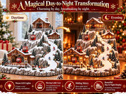 ✨Animated Christmas Mountain Cable Car & ✨Ski Village Scene ✨