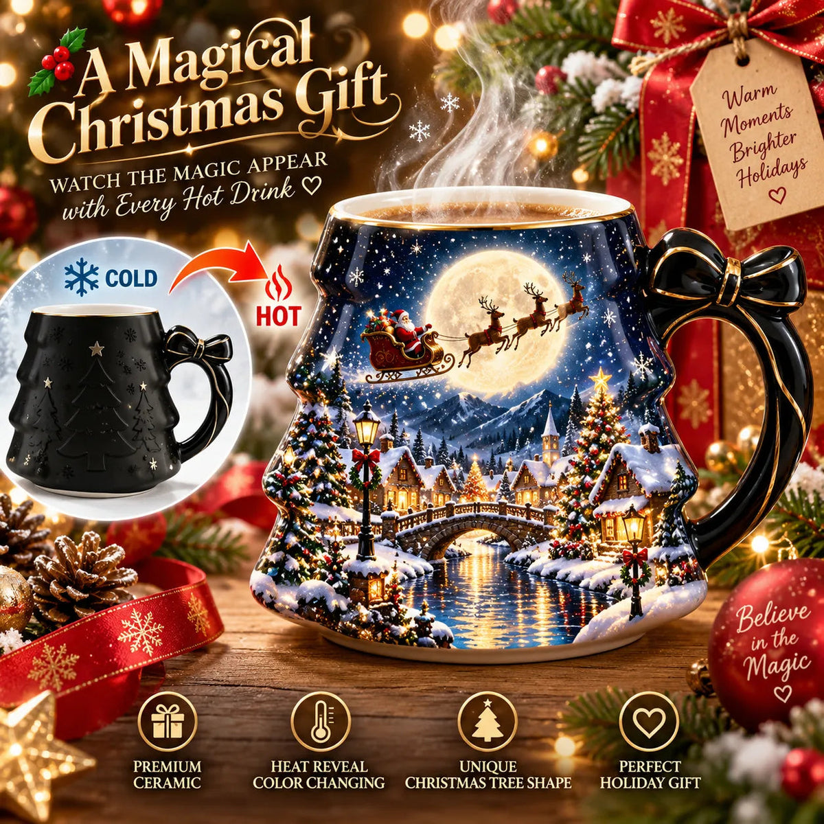 🎄 Last Day 50% OFF🎁Christmas Magic Color-changing Mug – Heat Reveal Holiday Gift