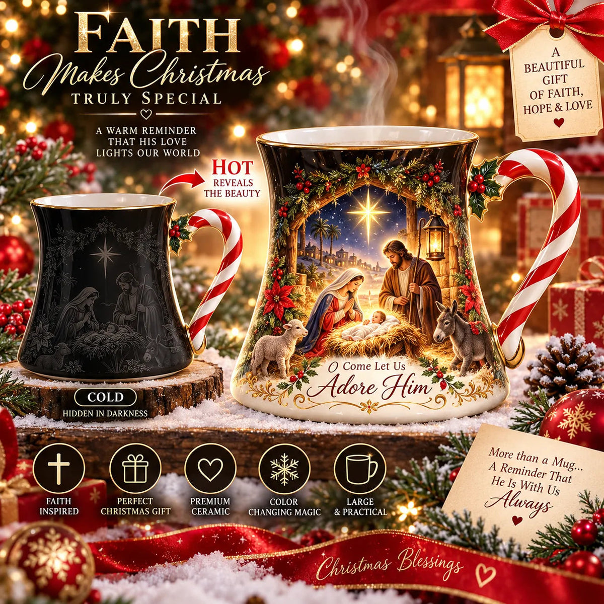 🎄 Last Day 50% OFF🎁Christmas Magic Color-changing Mug – Heat Reveal Holiday Gift