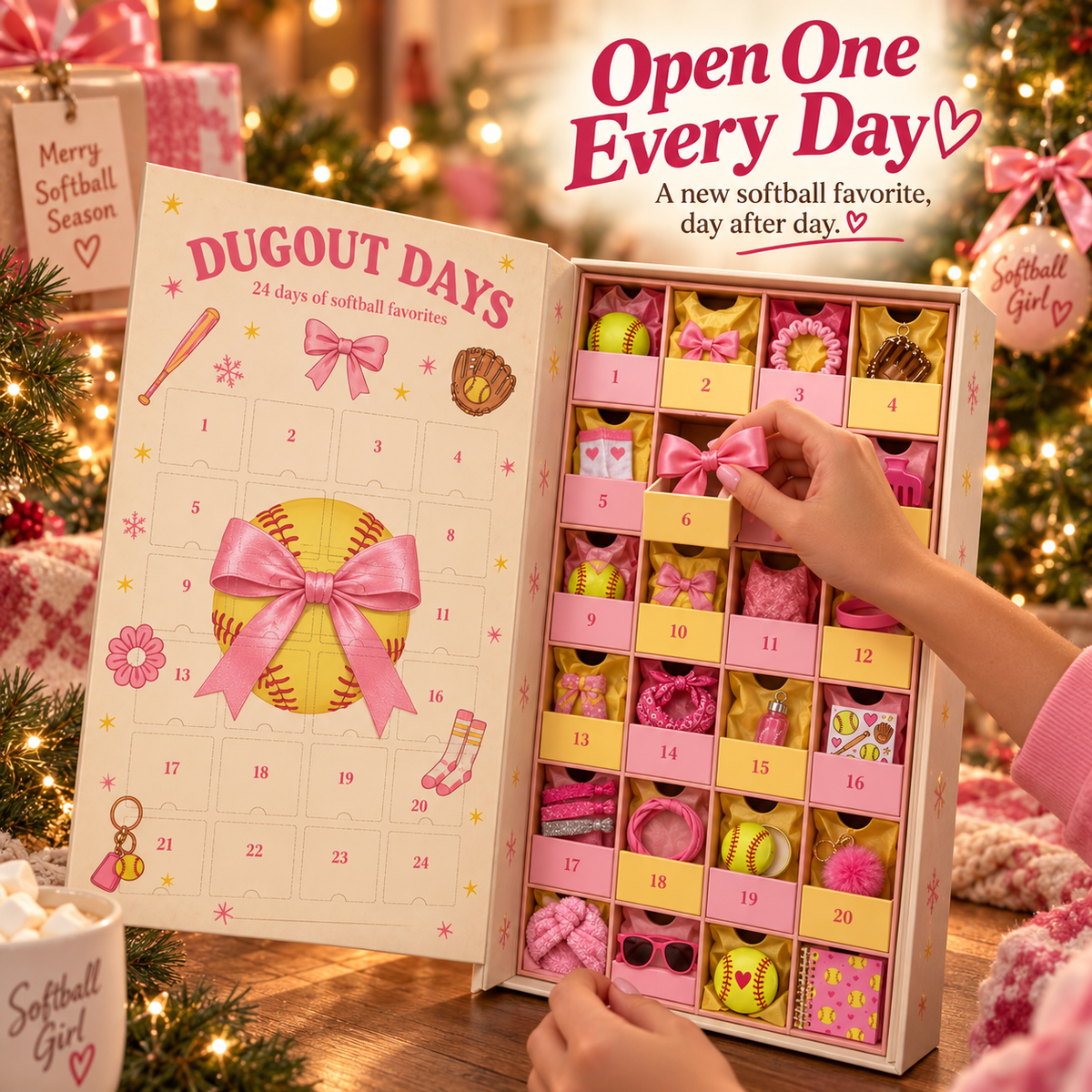 🥎🎁 24-Day Softball Girl Christmas Advent Calendar