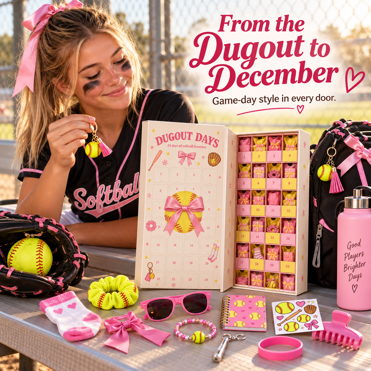🥎🎁 24-Day Softball Girl Christmas Advent Calendar