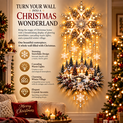 🎄 Christmas Snowflake Cascading Wall Light – Warm White Winter Village Decor ✨