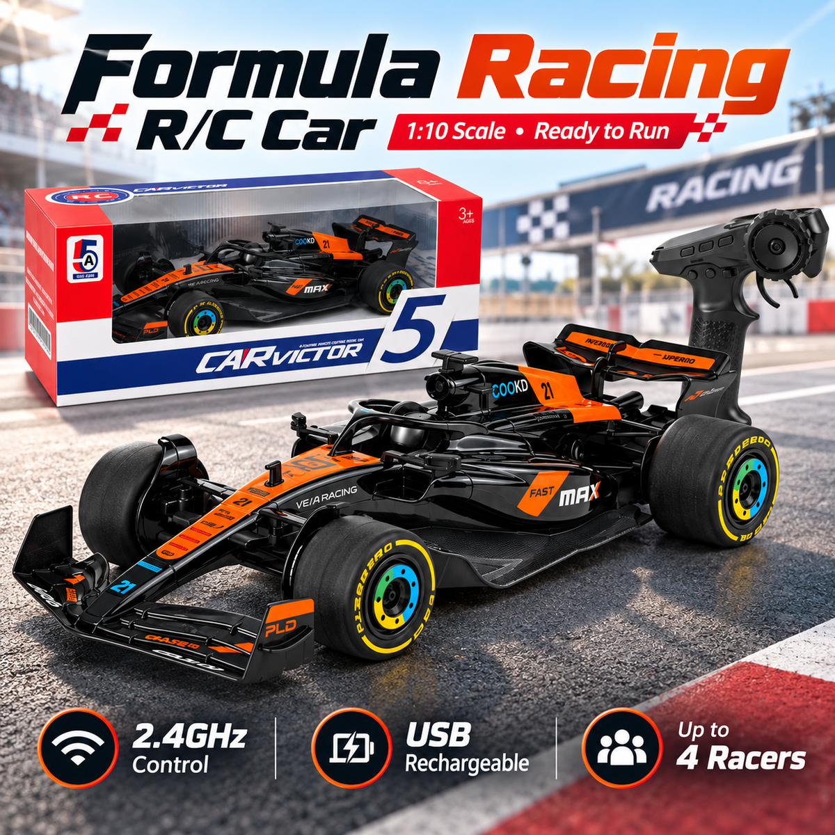 🏎️ 1:10 Scale Formula Racing RC Car - Large High-Speed Remote Control Car 2.4GHz 🏁