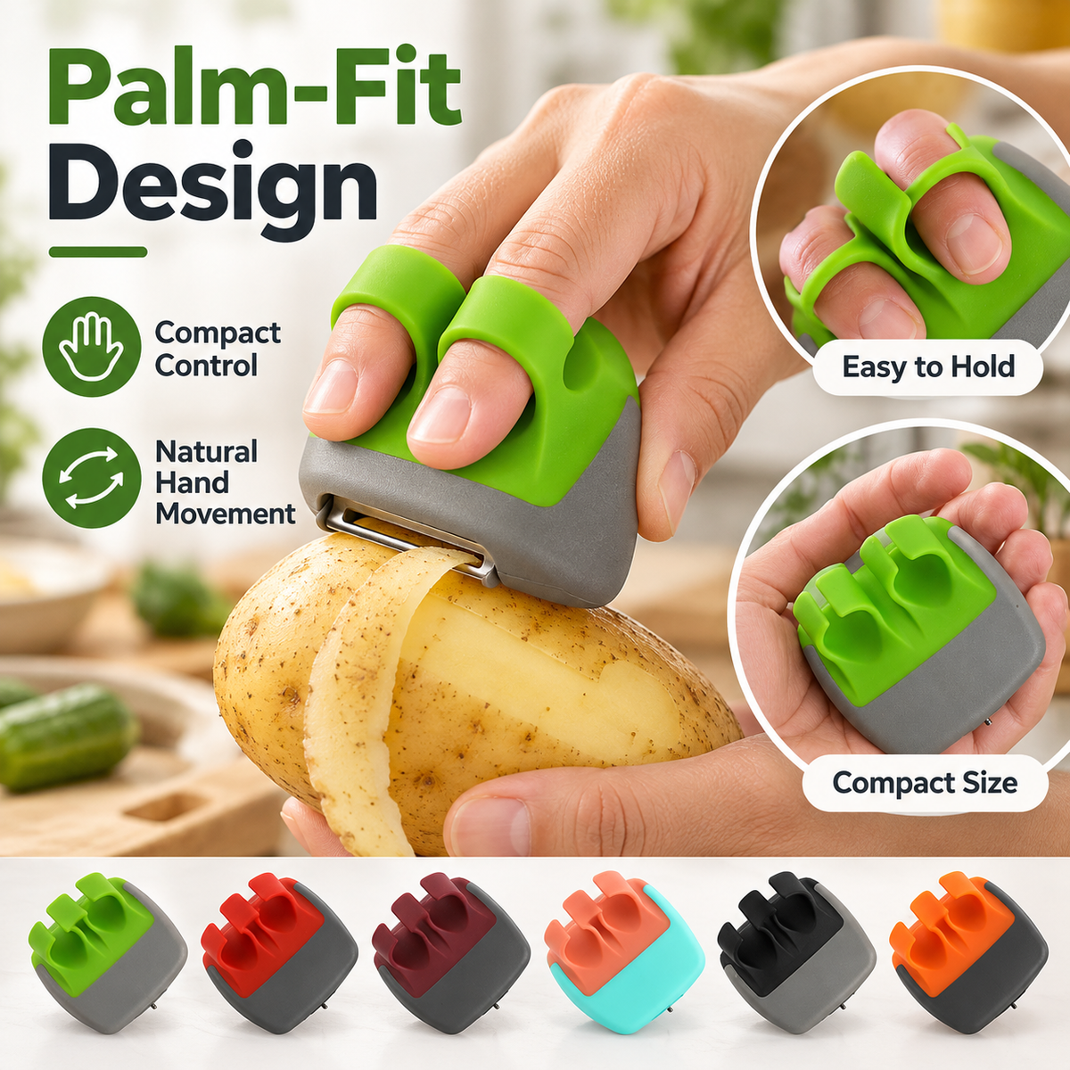 🥕 2-Piece Palm Vegetable Peeler Set – Soft Two-Finger Grip ✨