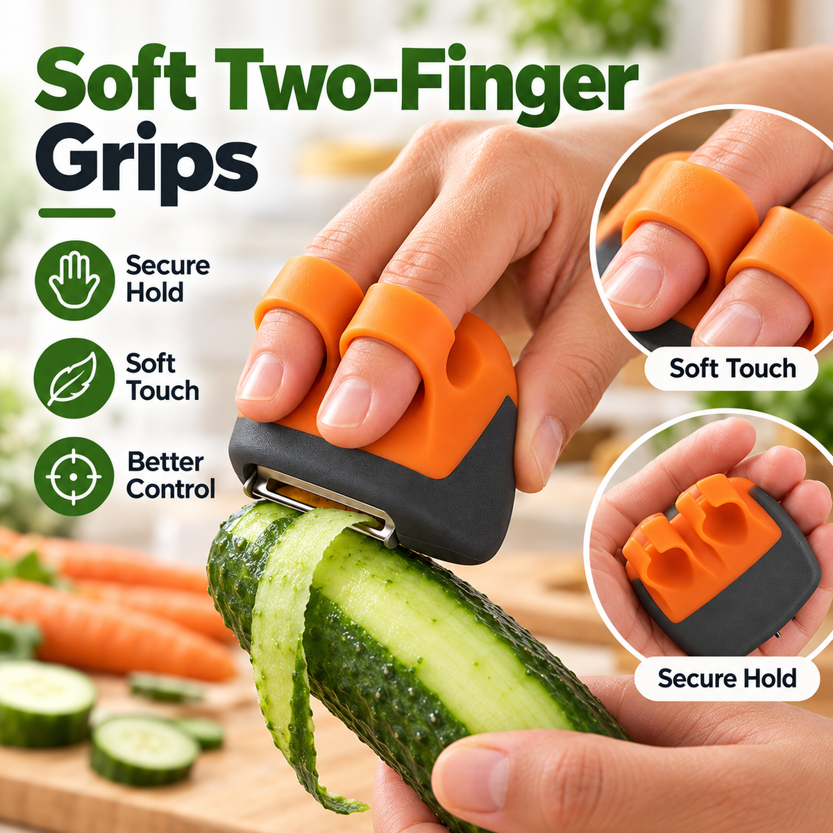 🥕 2-Piece Palm Vegetable Peeler Set – Soft Two-Finger Grip ✨