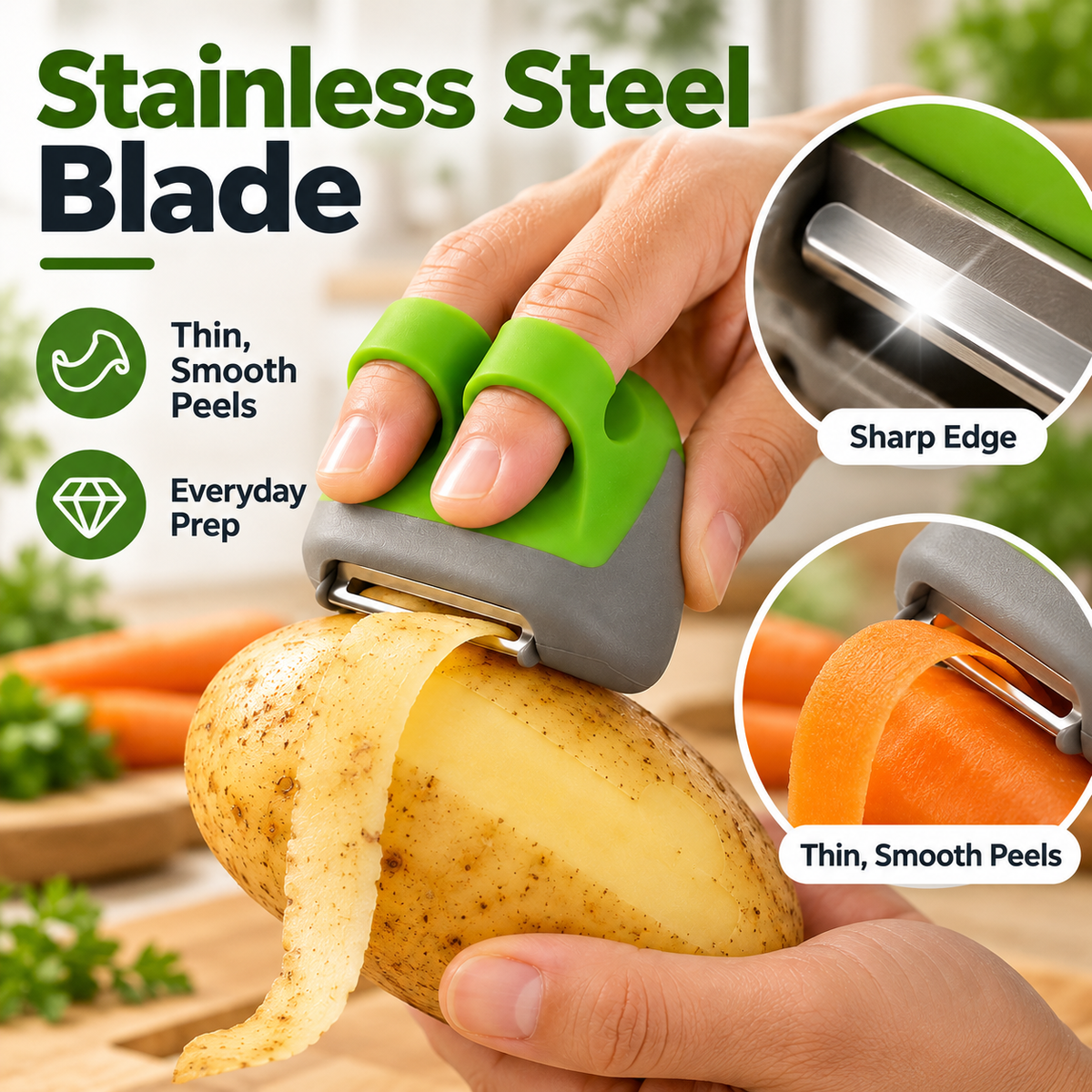 🥕 2-Piece Palm Vegetable Peeler Set – Soft Two-Finger Grip ✨