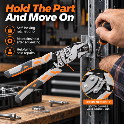 🔧 Self-Locking Ratchet Pliers with Built-In Wire Cutter